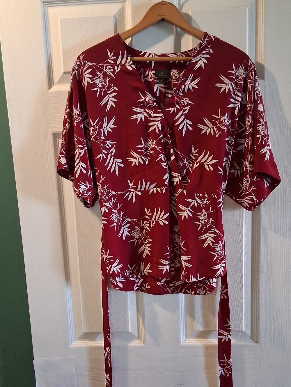 Worthington Wine Red Floral Wrap Blouse